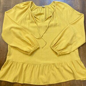 Old Navy Yellow Golden Boho Tie-Neck Swing Top for Women Size Large NWOT!